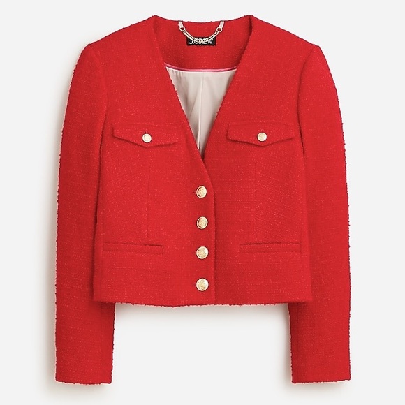 J. Crew Jackets & Blazers - J. Crew V-neck Lady Jacket in Maritime Tweed red festive size 16 gold button